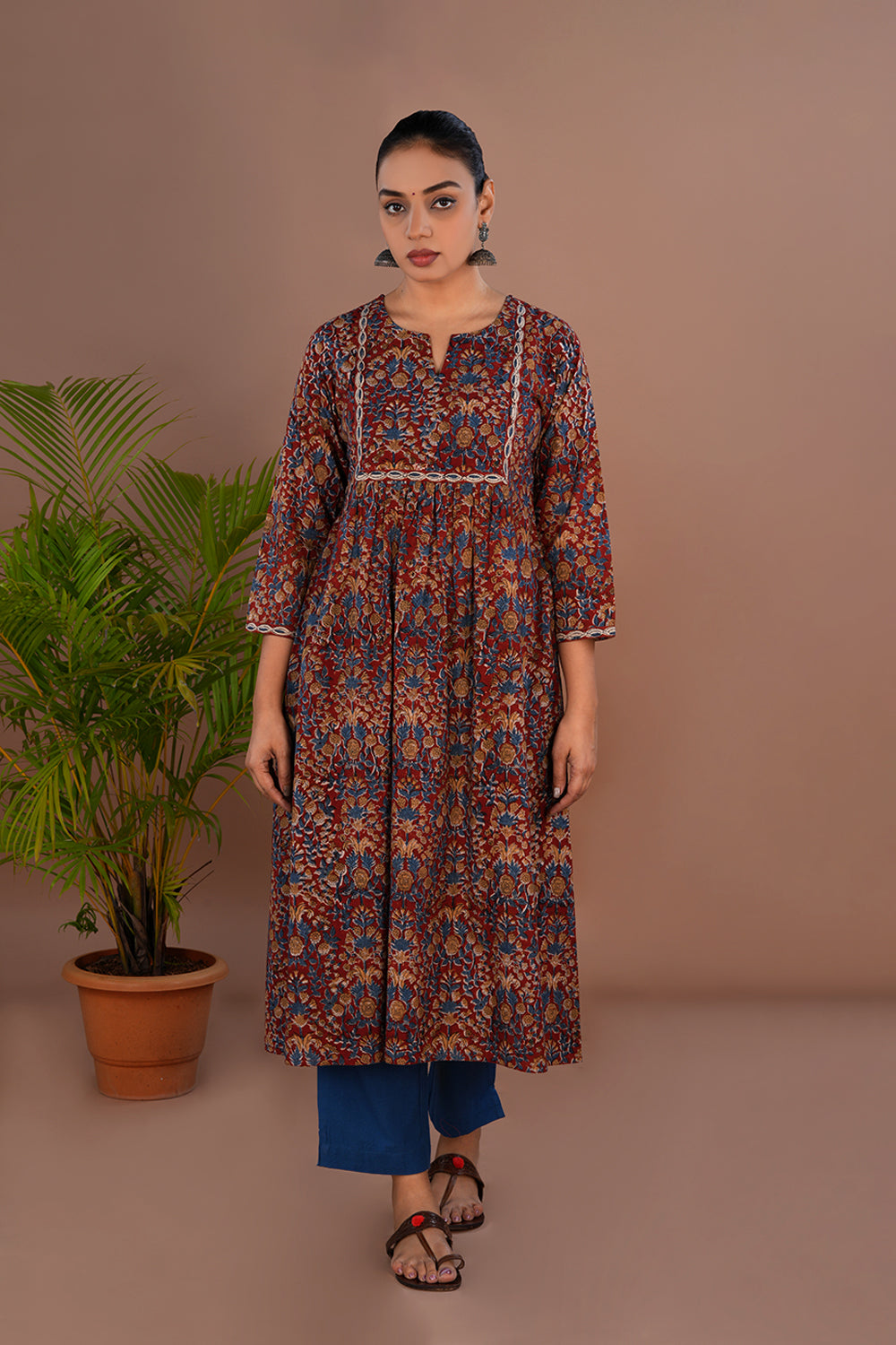 Image of Kalamkari handblock printed long kurta